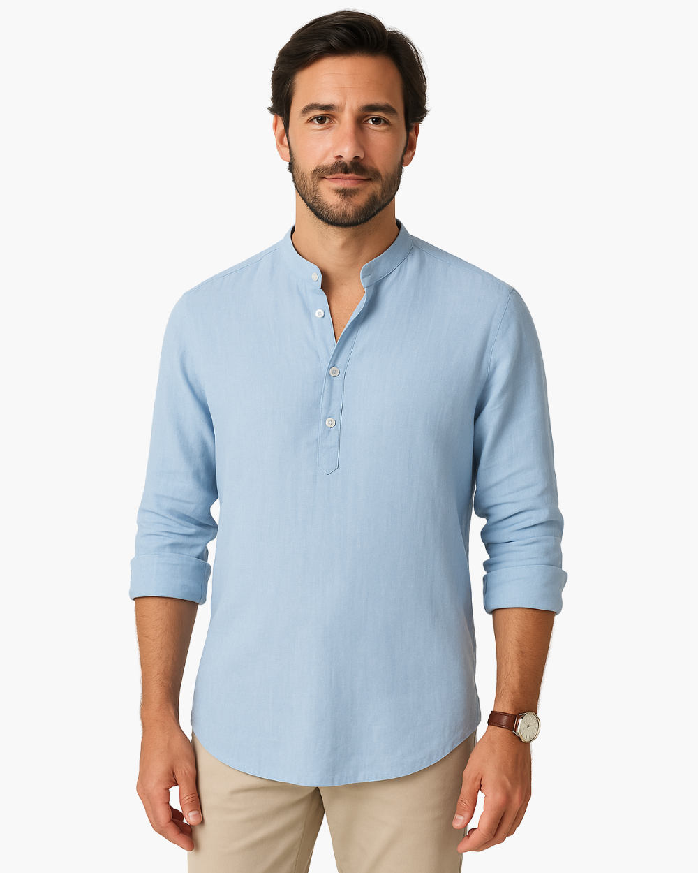 Derino - Camicia regular con collo alla coreana